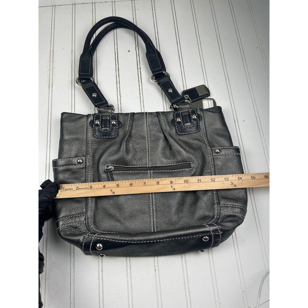 Tignanello Vintage Y2K Gray Pebbled Genuine Leather Shoulder Bag Purse - Picture 10 of 11
